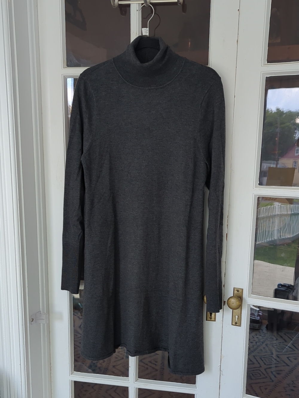 Max Studio - Wool Blend Turtleneck Knit Dress In Charcoal Gray